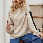 Long Sleeve Color-block Loose-fit Hoodie