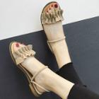 Ruffle Detail Double Strap Flat Sandals