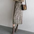 Snakeskin Print H-line Long Skirt Brown - One Size