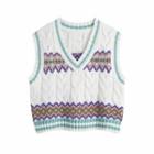Patterned Cable Knit Sweater Vest