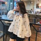 Floral Embroidered Puff-sleeve Blouse