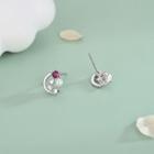 925 Sterling Silver Rhinestone Faux Pearl Moon & Star Earring