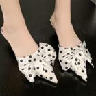 Dotted Pointed Kitten Heel Mules
