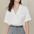 Pinstriped Double-breasted Short-sleeve Shirt