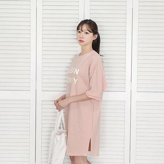 Flap-back Lettering T-shirt Dress