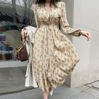 Lace-up Floral Long Dress