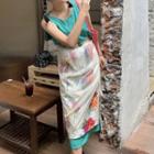 Midi Sheath Tank Dress / Floral Print Midi Pencil Skirt