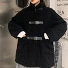 Fleece Buckled Coat Black - One Size