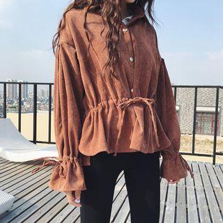 Tie Cuff Corduroy Blouse
