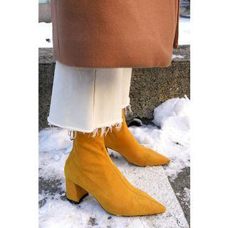 Pointy-toe Faux-suede Ankle Boots
