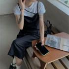 Asymmetrical Midi Overall Dress Black - One Size