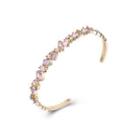 Elegant Plated Champagne Gold Open Bangle With Irregular Pink Cubic Zircon Champagne - One Size