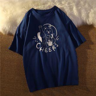 Short-sleeve Bear-print T-shirt