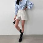 Zip-fly Faux-leather Shorts