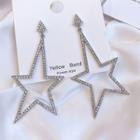 Rhinestone Star Dangle Earring 925 Silver Needle - As Shown In Figure - One Size