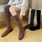 Glitter Block-heel Over-the-knee Knit Boots