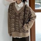 V-neck Snowflake Knit Vest