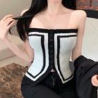 Strapless Knit Top Black & White - One Size
