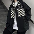 Checkered Panel Lettering Jacket