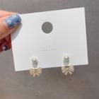 Faux Pearl Butterfly Rhinestone Dangle Earring 1 Pair - Gold & White - One Size