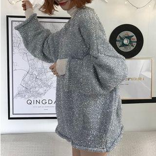 Sequined Oversized Sweater Silver - One Size