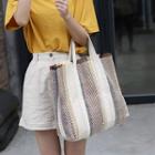 Striped Shopper Bag As Shown In Figure - One Size
