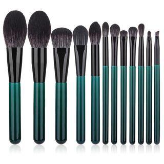 Set Of 12: Makeup Brush Dark Green - One Size