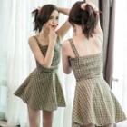 Set: Plaid Camisole Top + Plaid A-line Skirt