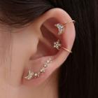 Set: Rhinestone Moon Ear Cuff + Star Ear Cuff + Stud Earring Set Of 3 - One Side - 01-4343 - Gold - One Size