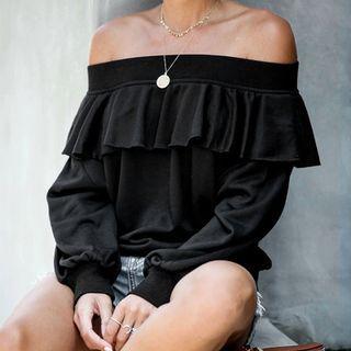 Off-shoulder Ruffle Sweatshirt