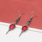 Bat Drop Earring 1 Pair - Red & Silver - One Size