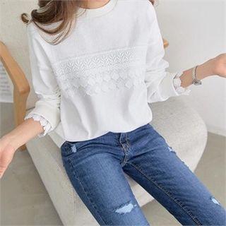 Crewneck Lace-trim Sweatshirt
