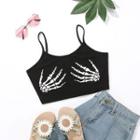 Skeleton Hand Print Cropped Camisole Top
