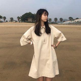 Short-sleeve Half-zip Polo Dress