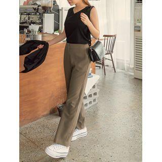 Zip-fly Straight-cut Dress Pants
