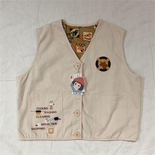 Patterned Vest Khaki - One Size