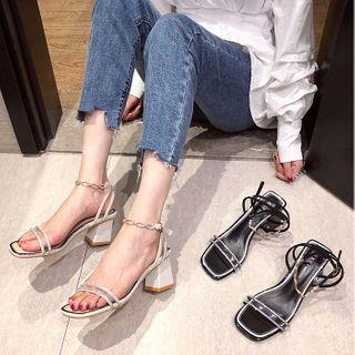 Block-heel Chained Sandals