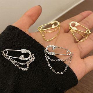 Chained Safety Pin Earring