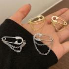 Chained Safety Pin Earring