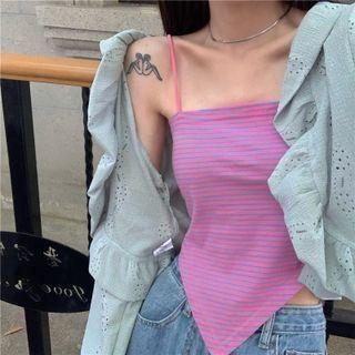 Sleeveless Striped Camisole Top / Bell-sleeve Blouse