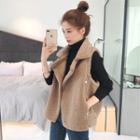 Notch Lapel Snap-button Fleece Vest