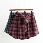 Tie-sash Plaid Skort