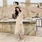 Sheer Long-sleeve Mesh Top / Spaghetti-strap Dress