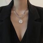 Layered Round Necklace Silver - One Size