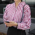 Open-placket Cotton Striped Shirt