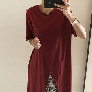 Wrap-front Long T-shirt