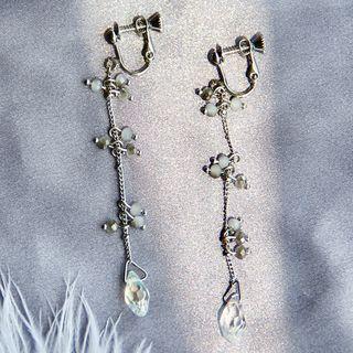 Glass Bead Faux Pearl Drop Earring