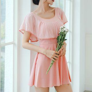 Cape-sleeve Lace Swim Dress