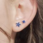 925 Sterling Silver Non-matching Rhinestone Flower & Cube Earring As Shown In Figure - One Size