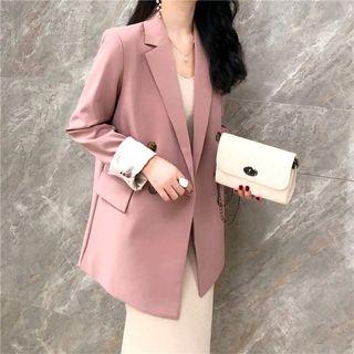 Plain Loose-fit Blazer / Plain Slim-fit Sleeveless Dress